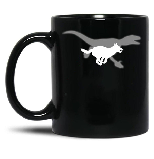 Belgian Malinois Velociraptor Maliraptor Running Shadow Dog Gift Black Coffee Mug, Gift Coffee Mug - Black