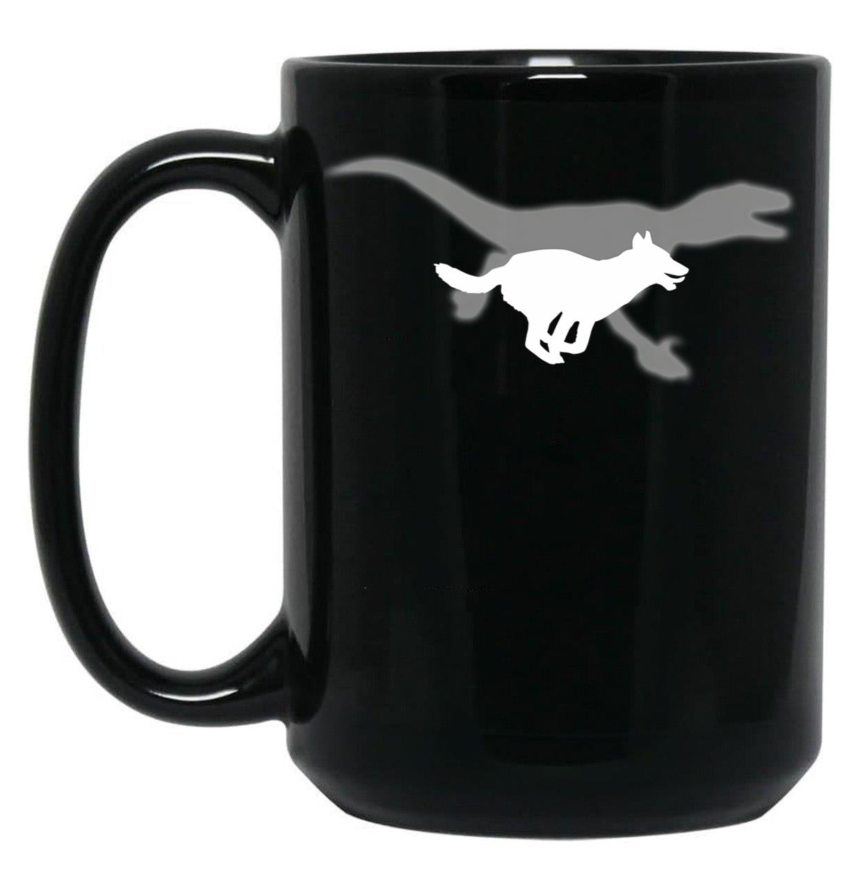 Belgian Malinois Velociraptor Maliraptor Running Shadow Dog Gift Black Coffee Mug, Gift Coffee Mug