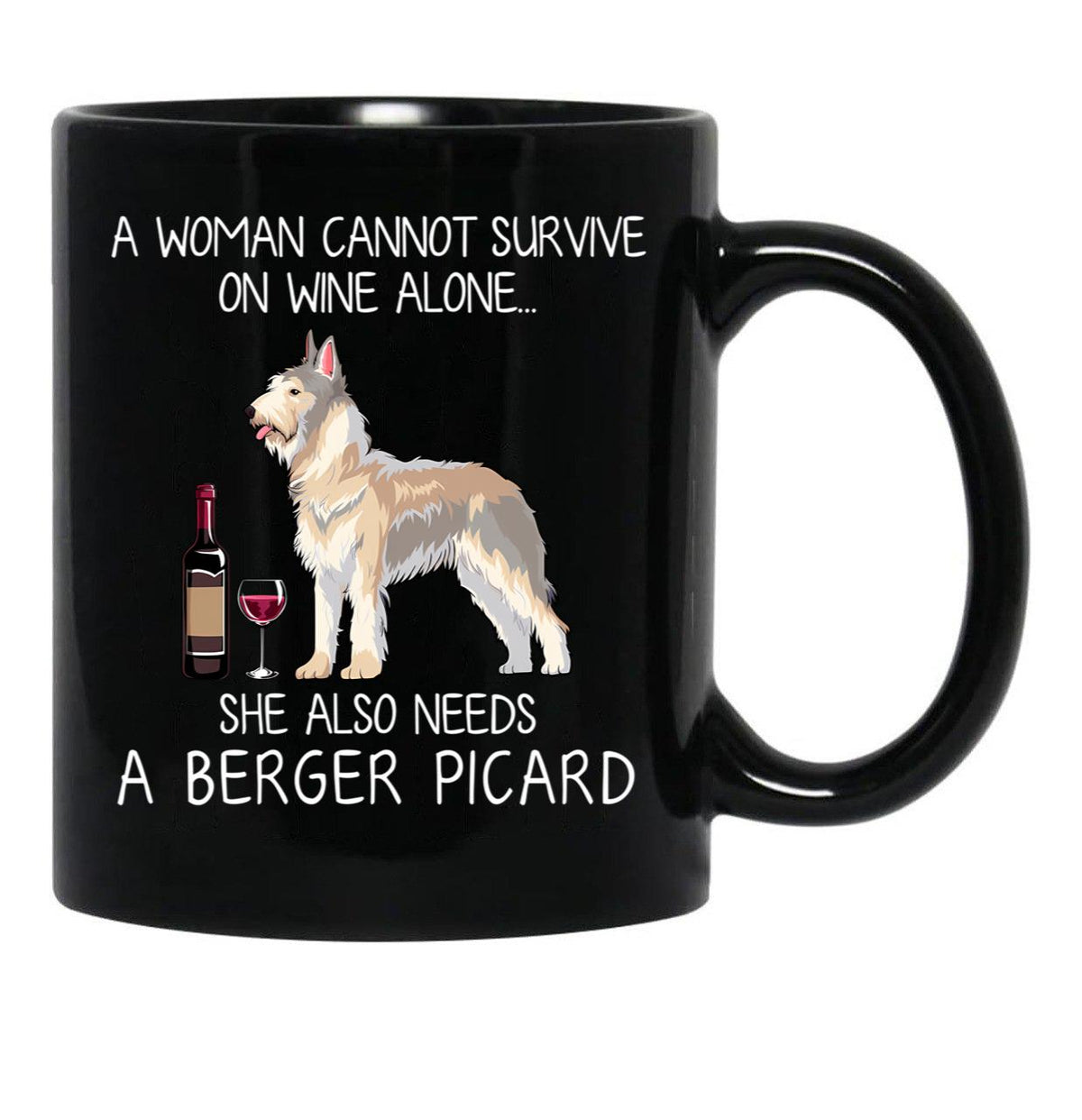 Berger Picard And Wine Funny Dog Black Coffee Mug, Gift Coffee Mug - Black