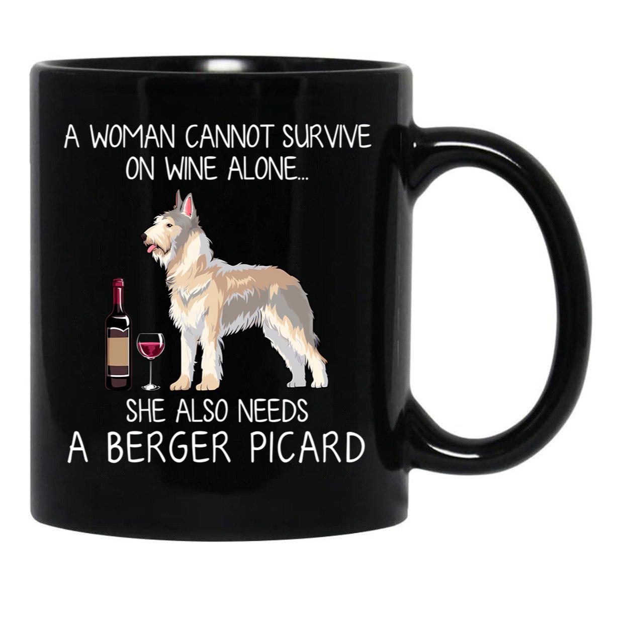 Berger Picard And Wine Funny Dog Black Coffee Mug, Gift Coffee Mug - Black