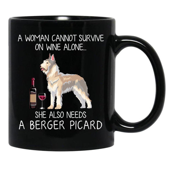 Berger Picard And Wine Funny Dog Black Coffee Mug, Gift Coffee Mug - Black