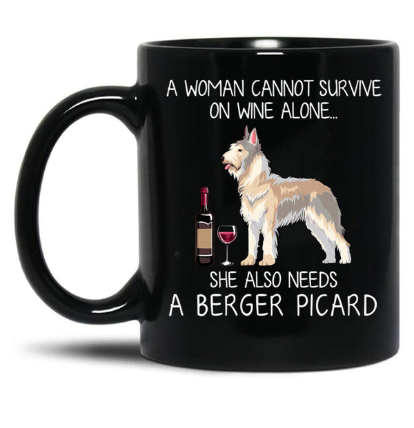 Berger Picard And Wine Funny Dog Black Coffee Mug, Gift Coffee Mug - Black