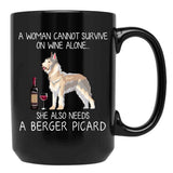 Berger Picard And Wine Funny Dog Black Coffee Mug, Gift Coffee Mug