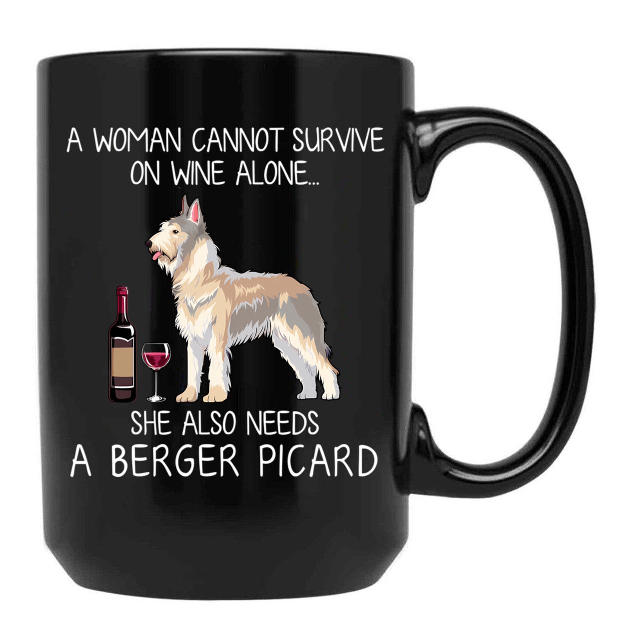 Berger Picard And Wine Funny Dog Black Coffee Mug, Gift Coffee Mug