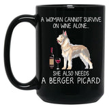 Berger Picard And Wine Funny Dog Black Coffee Mug, Gift Coffee Mug