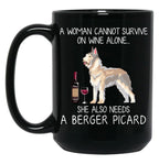 Berger Picard And Wine Funny Dog Black Coffee Mug, Gift Coffee Mug