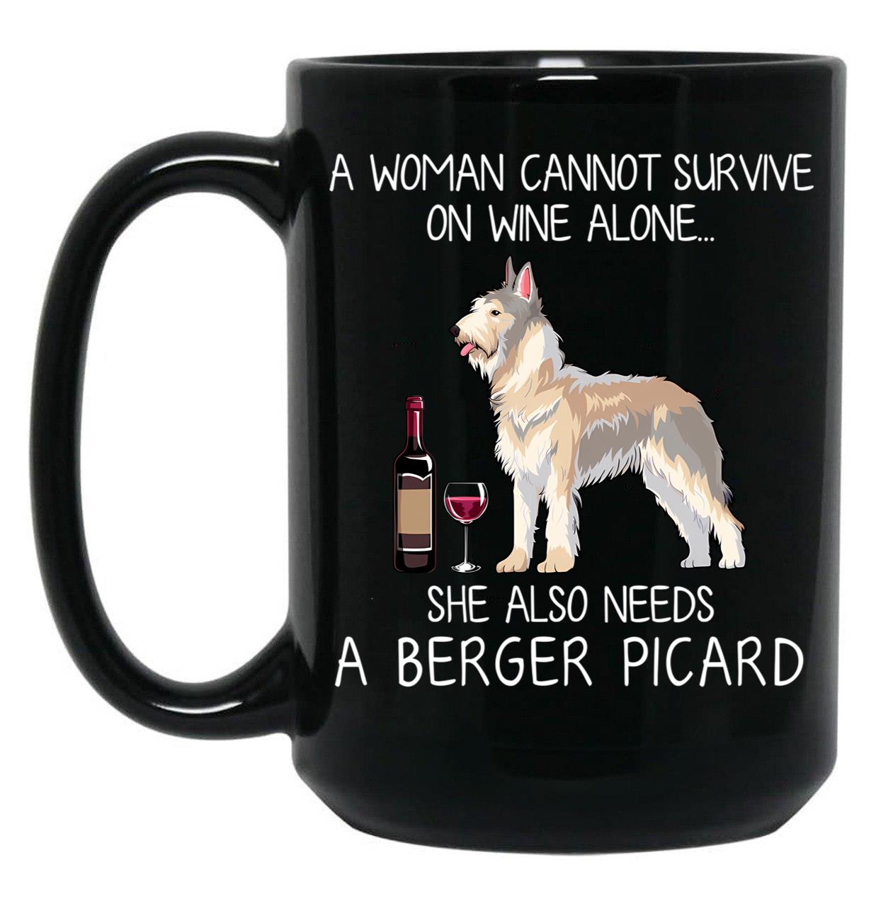 Berger Picard And Wine Funny Dog Black Coffee Mug, Gift Coffee Mug