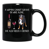 Berner And Wine Funny Dog Black Coffee Mug, Gift Coffee Mug - Black