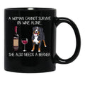 Berner And Wine Funny Dog Black Coffee Mug, Gift Coffee Mug - Black