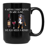 Berner And Wine Funny Dog Black Coffee Mug, Gift Coffee Mug