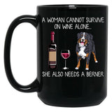 Berner And Wine Funny Dog Black Coffee Mug, Gift Coffee Mug