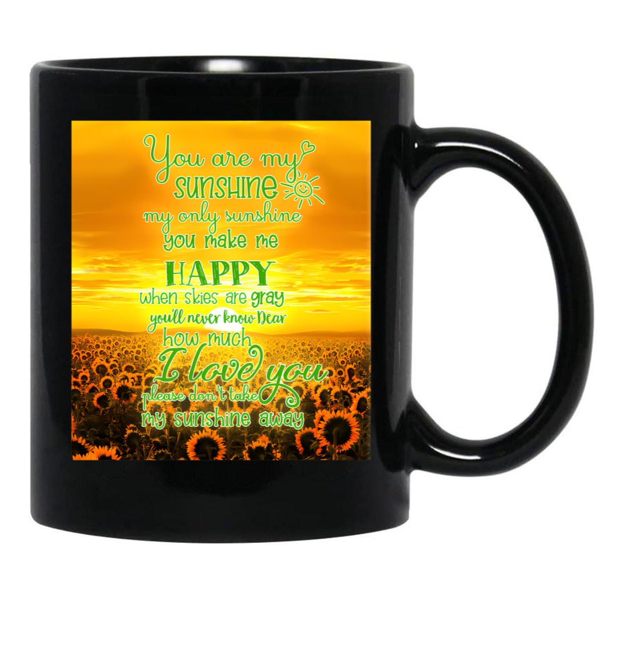 Bernese Mountain Dog You Are My Sunshine Yellow Sunflower Garden Black Coffee Mug - Black