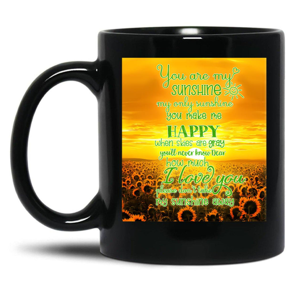 Bernese Mountain Dog You Are My Sunshine Yellow Sunflower Garden Black Coffee Mug