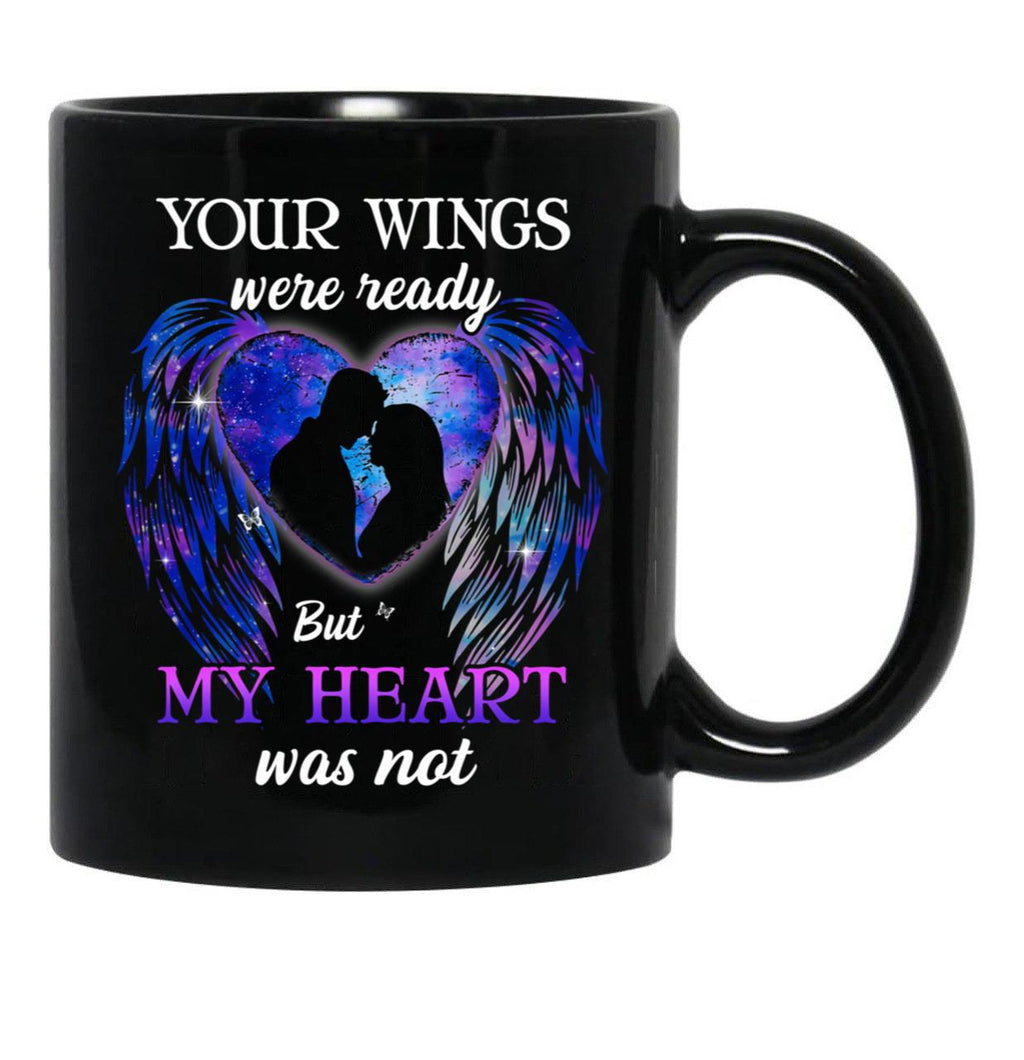 Best Angel Wings Memorial Couple Family Remembrance Faith Religious Black Coffee Mug - Black