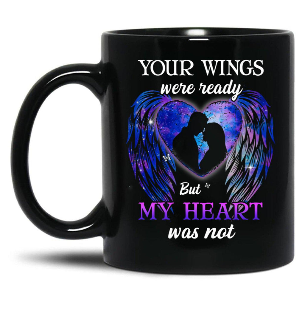 Best Angel Wings Memorial Couple Family Remembrance Faith Religious Black Coffee Mug