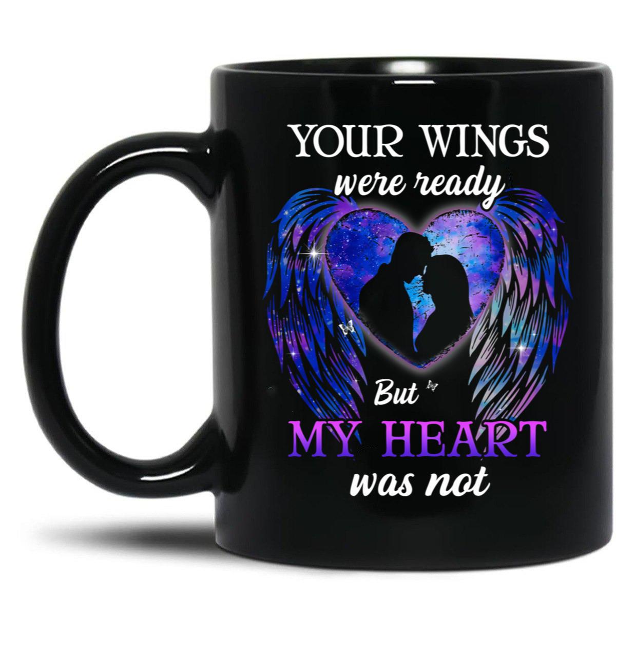 Best Angel Wings Memorial Couple Family Remembrance Faith Religious Black Coffee Mug