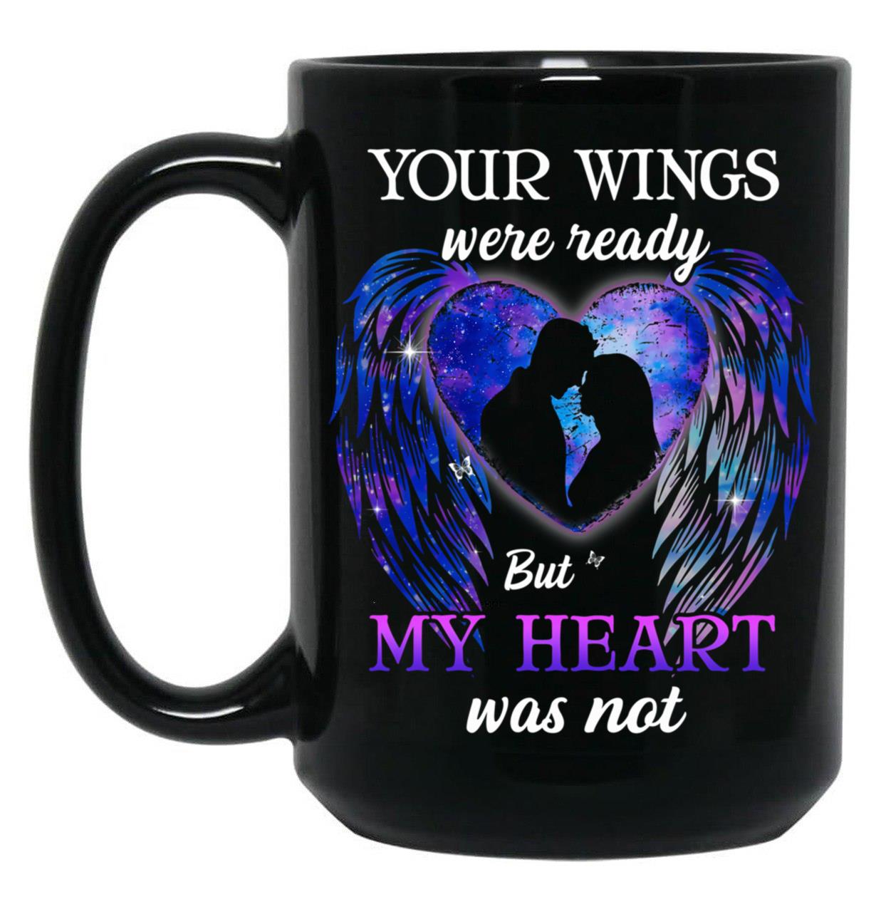 Best Angel Wings Memorial Couple Family Remembrance Faith Religious Black Coffee Mug