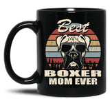 Best Boxer Mom Ever Vintage Retro Dog Mom Black Coffee Mug, Gift Coffee Mug - Black