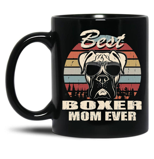 Best Boxer Mom Ever Vintage Retro Dog Mom Black Coffee Mug, Gift Coffee Mug - Black