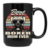 Best Boxer Mom Ever Vintage Retro Dog Mom Black Coffee Mug, Gift Coffee Mug