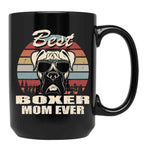 Best Boxer Mom Ever Vintage Retro Dog Mom Black Coffee Mug, Gift Coffee Mug