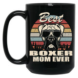 Best Boxer Mom Ever Vintage Retro Dog Mom Black Coffee Mug, Gift Coffee Mug