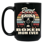 Best Boxer Mom Ever Vintage Retro Dog Mom Black Coffee Mug, Gift Coffee Mug