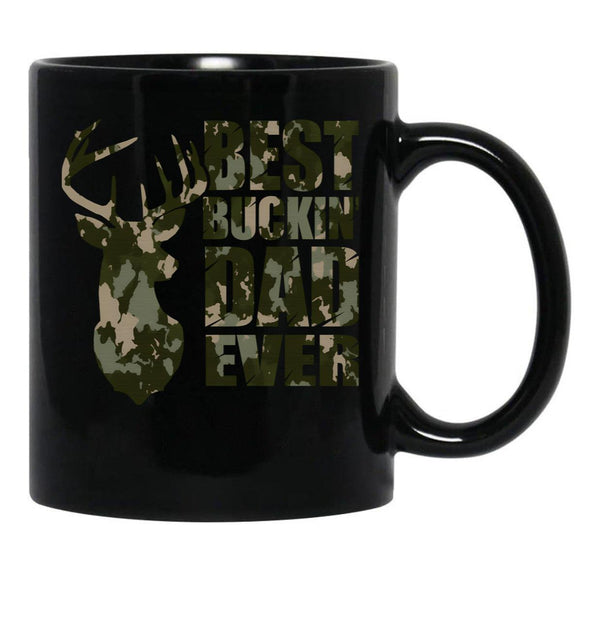 Best Buckin' Dad Ever - Camo Style Black Coffee Mug, Gift Coffee Mug - Black