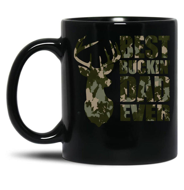 Best Buckin' Dad Ever - Camo Style Black Coffee Mug, Gift Coffee Mug - Black