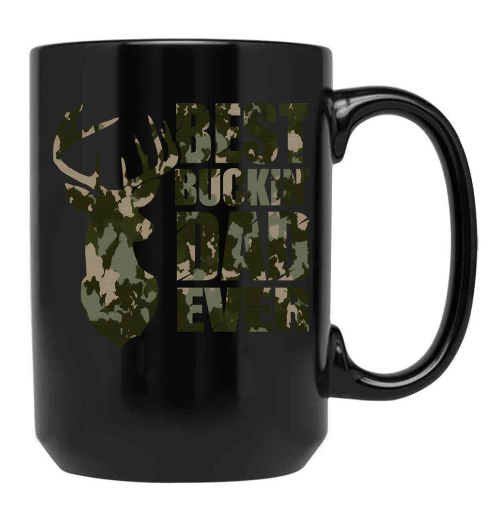 Best Buckin' Dad Ever - Camo Style Black Coffee Mug, Gift Coffee Mug