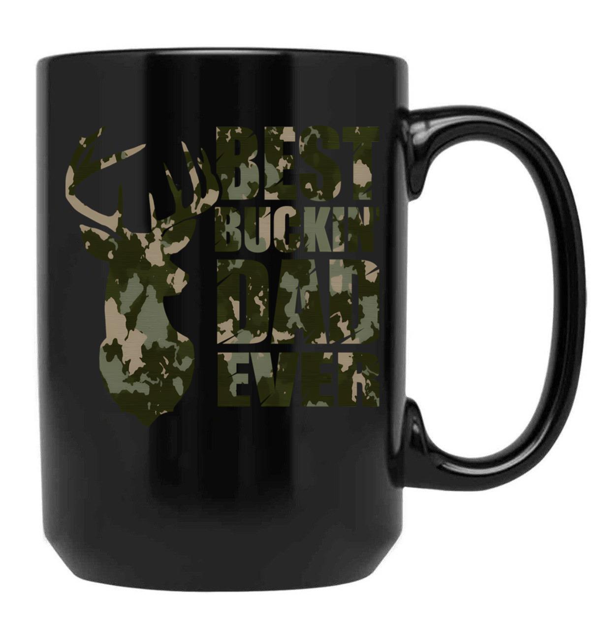 Best Buckin' Dad Ever - Camo Style Black Coffee Mug, Gift Coffee Mug