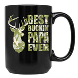 Best Buckin' Papa Ever - Camo Black Coffee Mug, Gift Coffee Mug