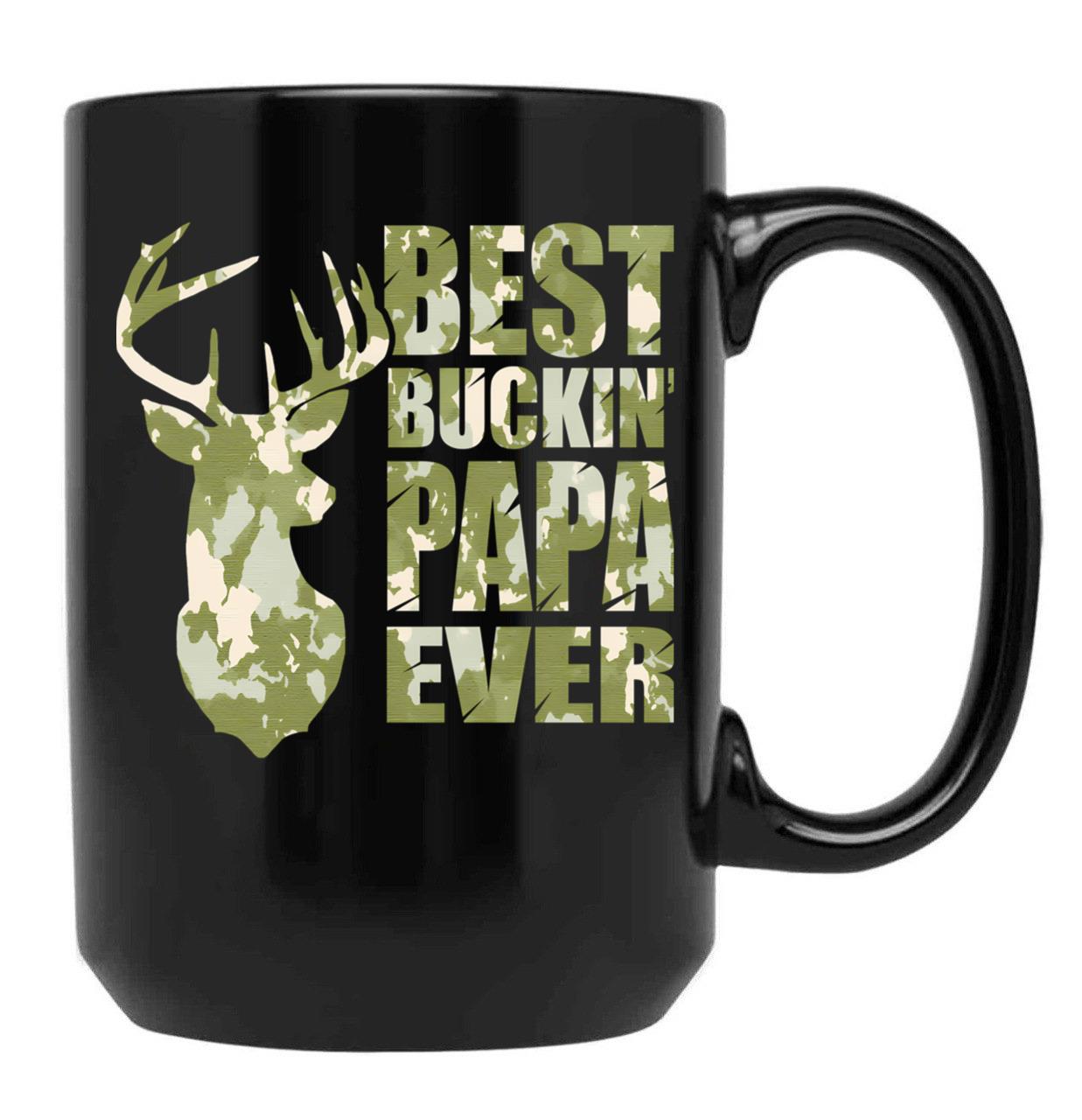Best Buckin' Papa Ever - Camo Black Coffee Mug, Gift Coffee Mug