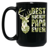 Best Buckin' Papa Ever - Camo Black Coffee Mug, Gift Coffee Mug