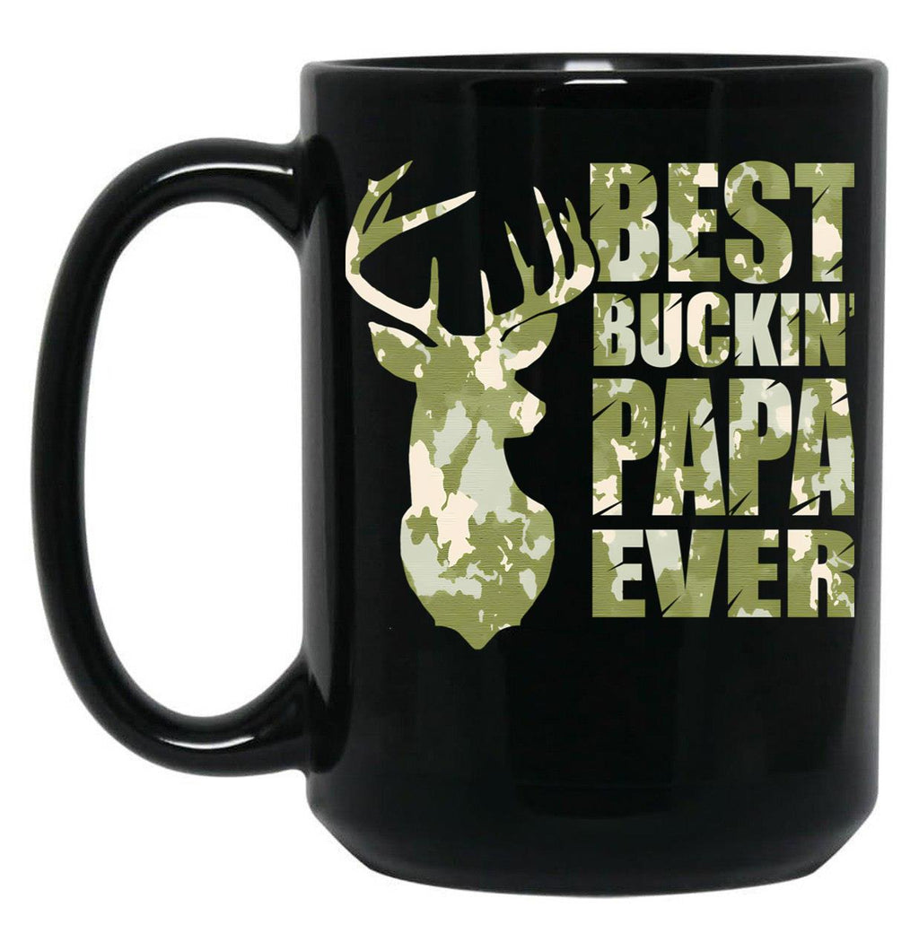 Best Buckin' Papa Ever - Camo Black Coffee Mug, Gift Coffee Mug
