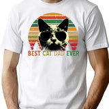 Best Cat Dad Ever - Vintage Retro Cat Father Gift Men T-Shirt T-Shirt for Men & Women, T-Shirts Graphic Tee - White