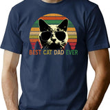 Best Cat Dad Ever - Vintage Retro Cat Father Gift Men T-Shirt T-Shirt for Men & Women, T-Shirts Graphic Tee - Navy