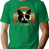 Best Cat Dad Ever - Vintage Retro Cat Father Gift Men T-Shirt T-Shirt for Men & Women, T-Shirts Graphic Tee - Green