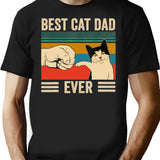 Best Cat Dad Ever Vintage T-Shirt for Men & Women, T-Shirts Graphic Tee - Black