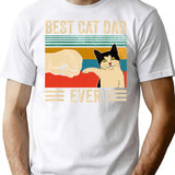 Best Cat Dad Ever Vintage T-Shirt for Men & Women, T-Shirts Graphic Tee - White