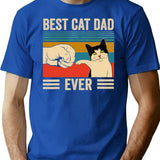 Best Cat Dad Ever Vintage T-Shirt for Men & Women, T-Shirts Graphic Tee - Blue