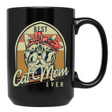 Best Cat Mom Ever Vintage Cats Mom Black Coffee Mug, Gift Coffee Mug