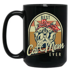 Best Cat Mom Ever Vintage Cats Mom Black Coffee Mug, Gift Coffee Mug