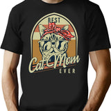 Best Cat Mom Ever Vintage Cats Mom T-Shirt for Men & Women, T-Shirts Graphic Tee - Black