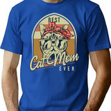 Best Cat Mom Ever Vintage Cats Mom T-Shirt for Men & Women, T-Shirts Graphic Tee - Blue