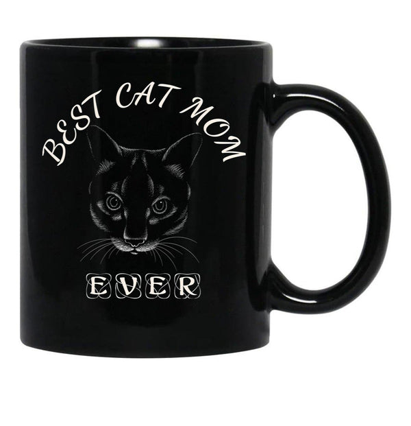 Best Cat Mom Ever Women'S Design For Cat Lover And Funny Mothers Day Black Coffee Mug, Gift Coffee Mug - Black