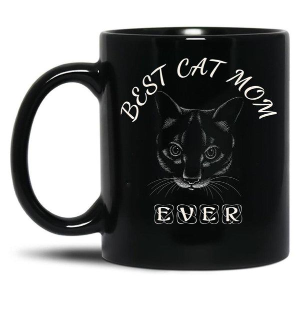 Best Cat Mom Ever Women'S Design For Cat Lover And Funny Mothers Day Black Coffee Mug, Gift Coffee Mug - Black