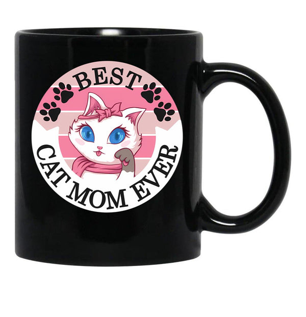 Best Cat Mom Ever (3) Black Coffee Mug, Gift Coffee Mug - Black