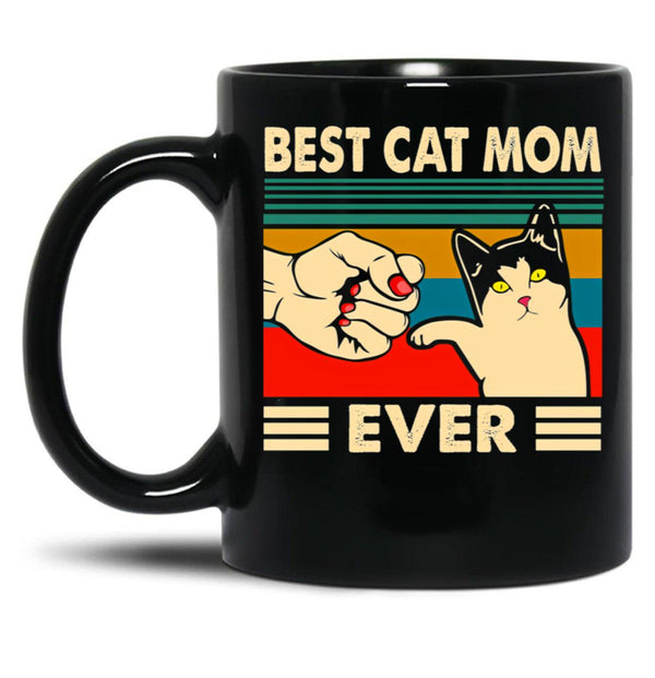 Best Cat Mom Ever Black Coffee Mug, Gift Coffee Mug - Black