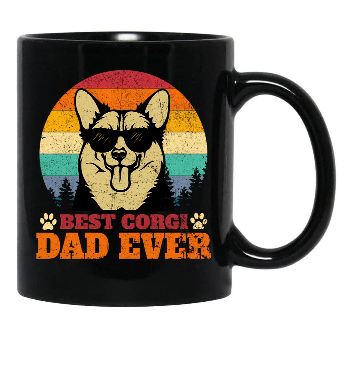 Best Corgi Dad Ever Retro Vintage Black Coffee Mug, Gift Coffee Mug - Black